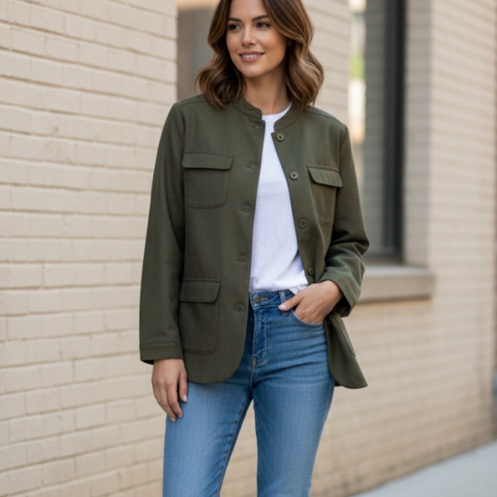 Treasure & Bond Olive Green Safari Utility Jacket